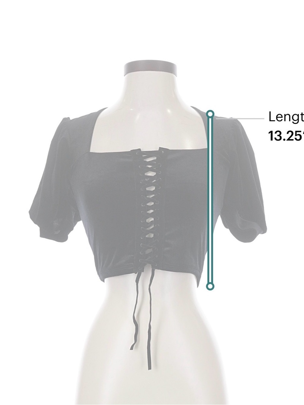 BlackMilk Black Velvet Lace-Up Puff Sleeve Crop Top XS - Picture 5 of 7